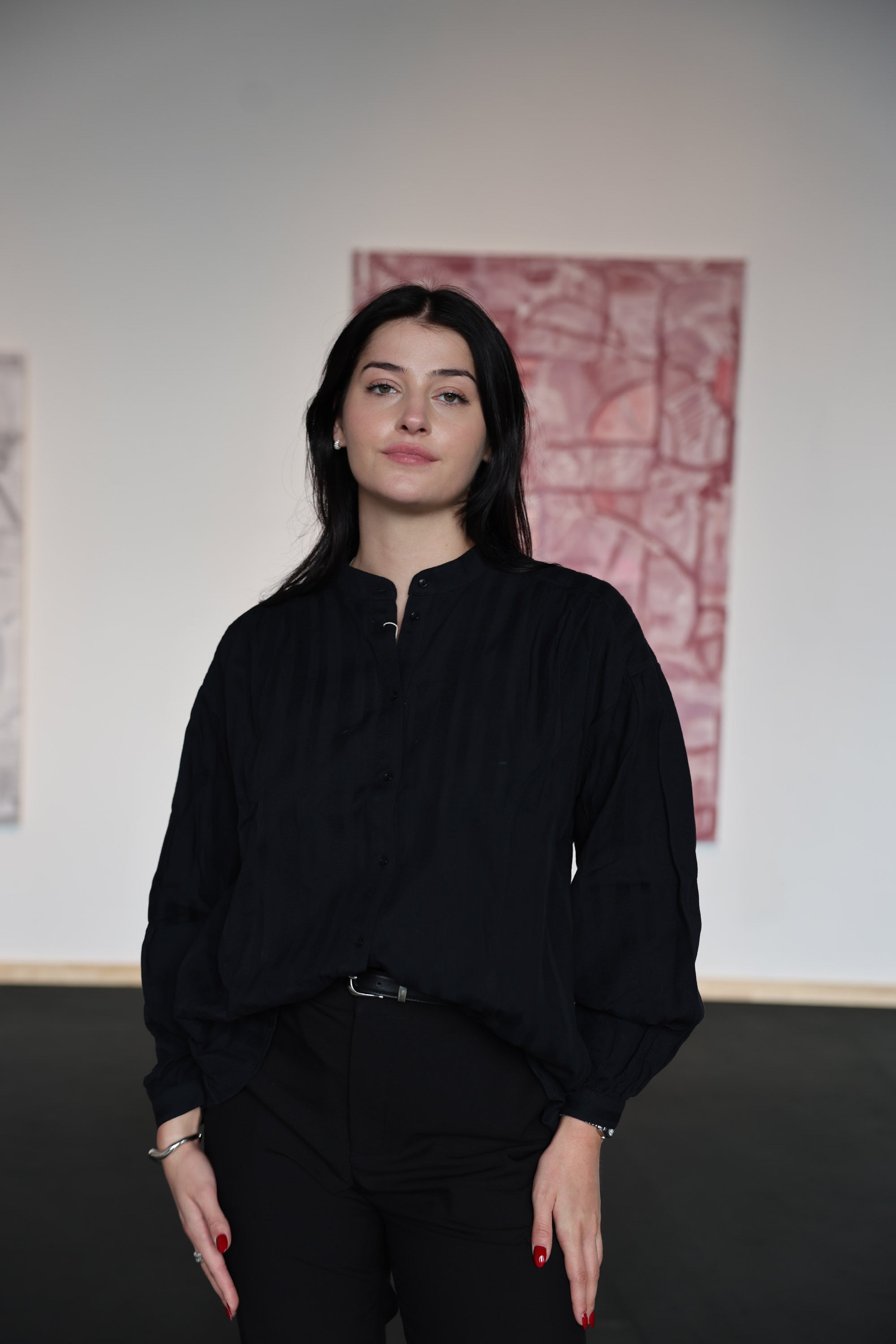 Brava Fabrics Bluse aus 100% Ecovero Viscose Gestreift in Schwarz fuer Frauen