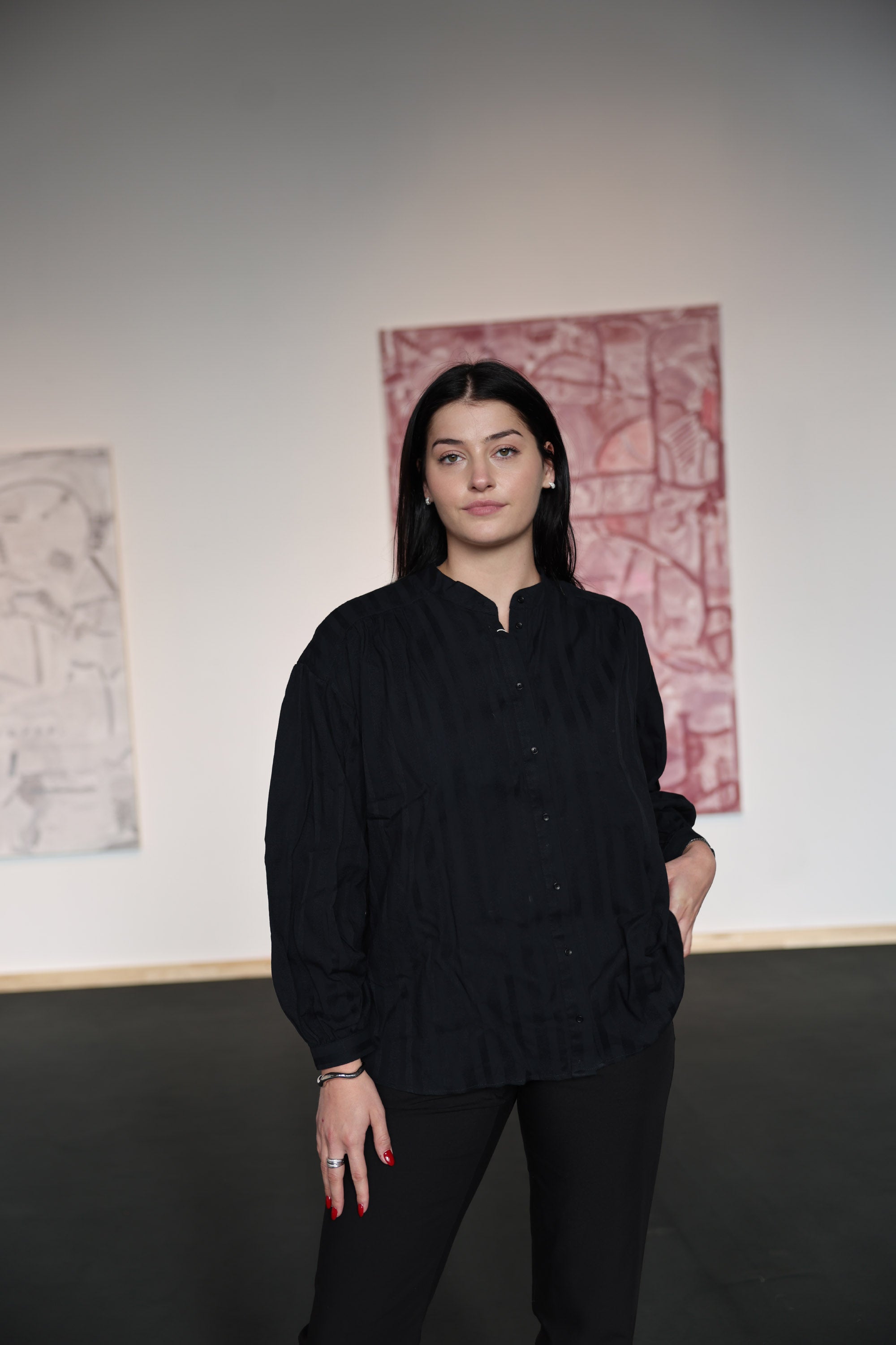 Brava Fabrics Bluse aus 100% Ecovero Viscose Gestreift in Schwarz fuer Frauen