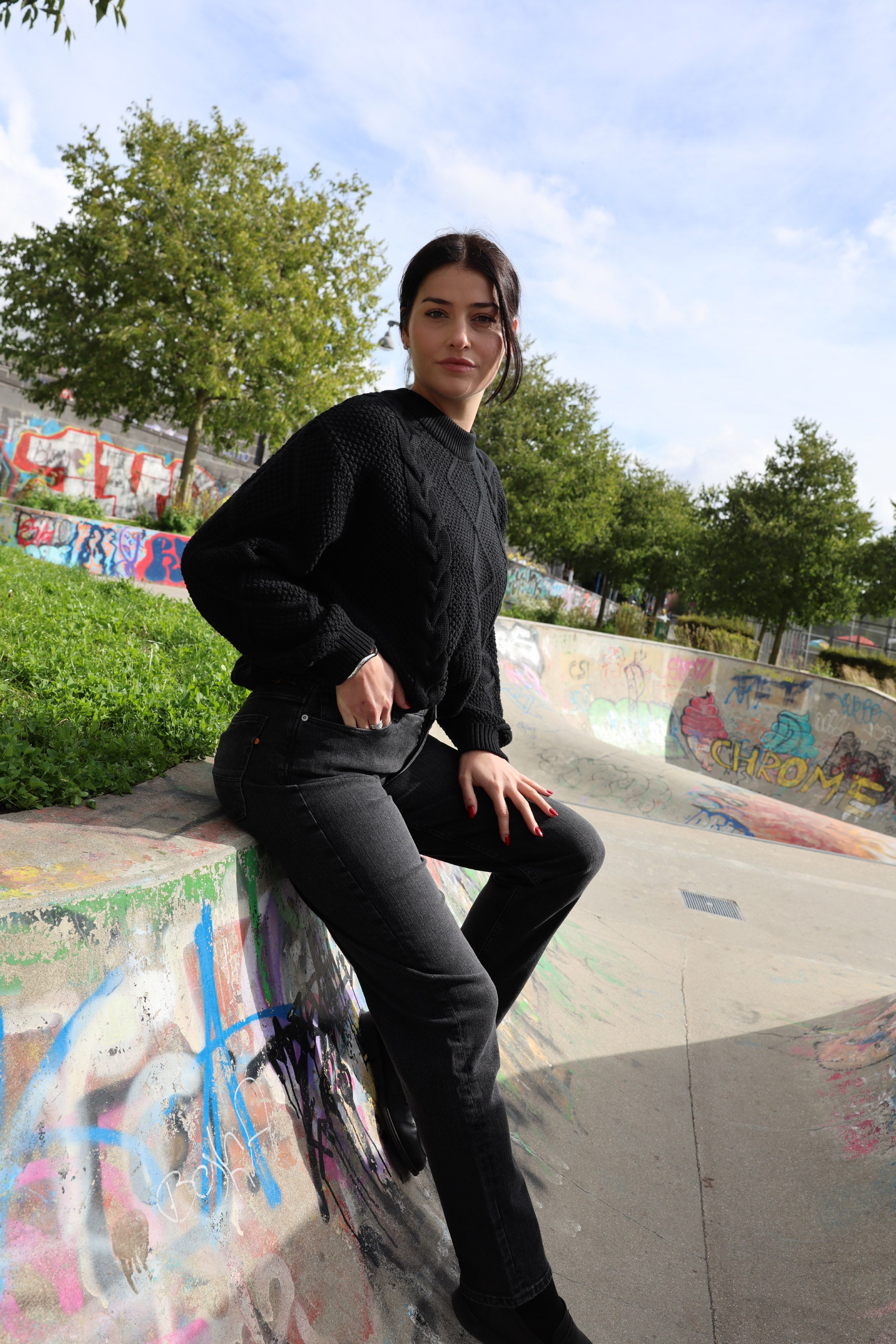 Kuyichi Jenna Boyfriend Vintage Black Jeans Hose für Frauen aus Bio-Baumwolle