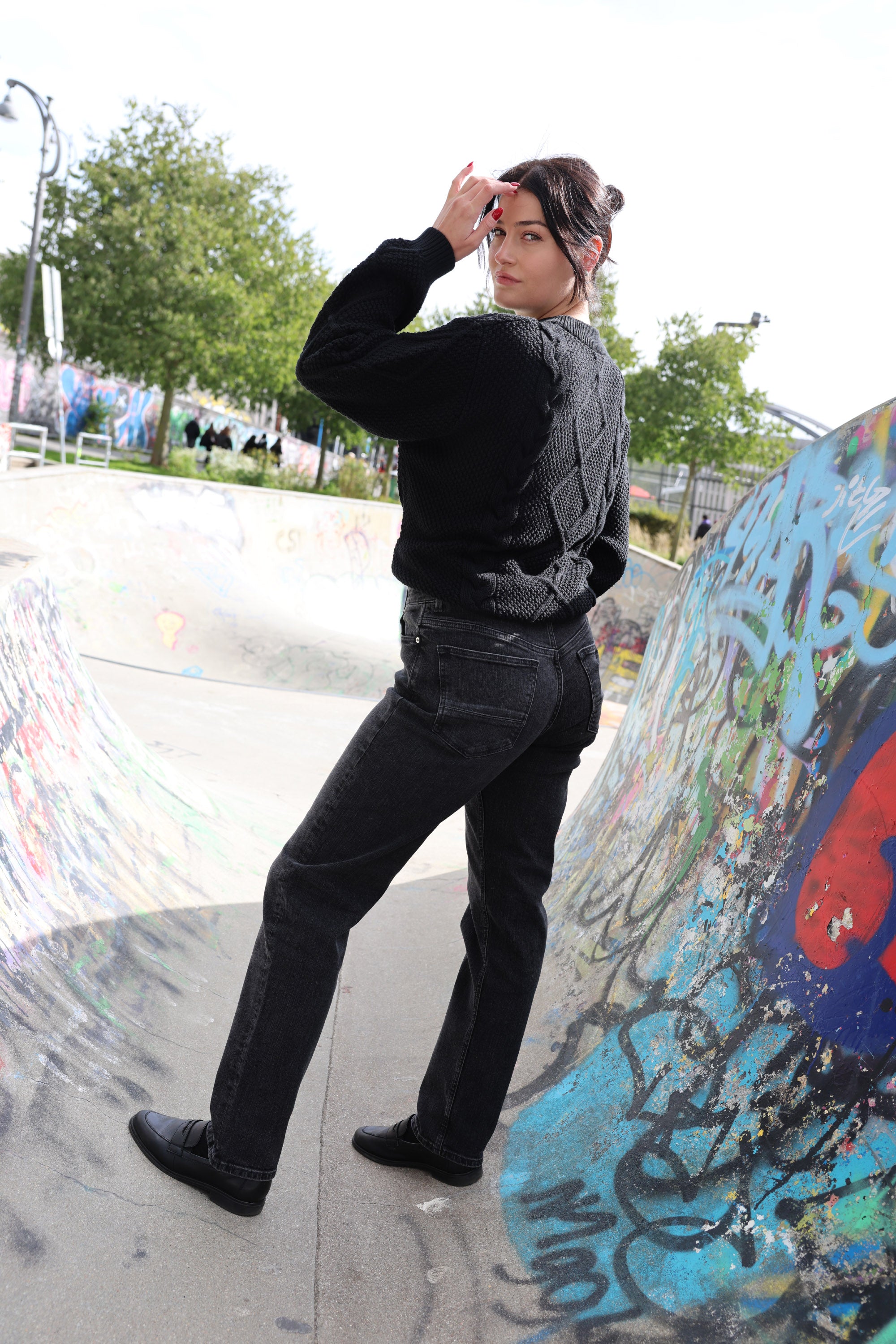 Kuyichi Jenna Boyfriend Vintage Black Jeans Hose für Frauen aus Bio-Baumwolle