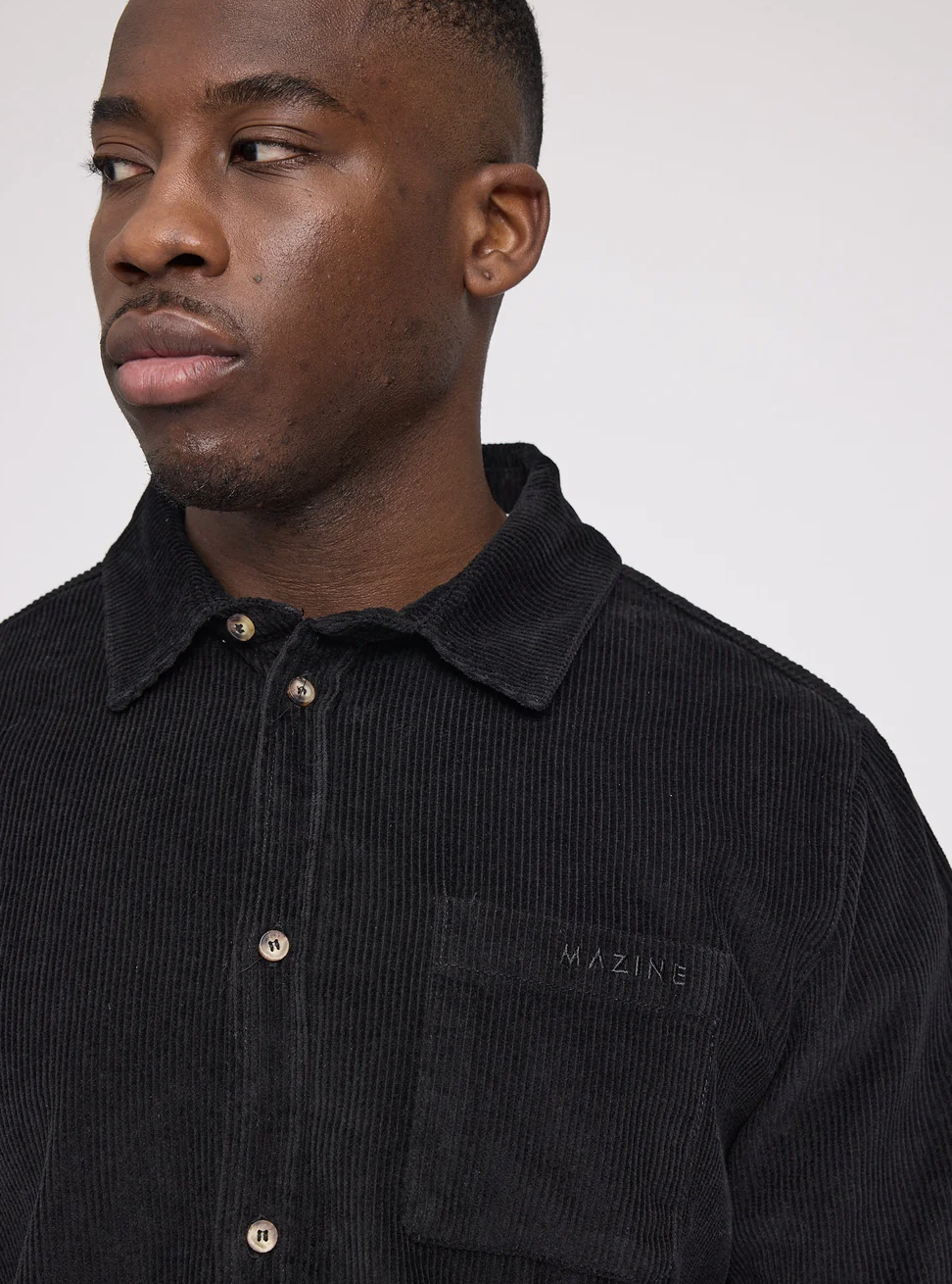 Mazine Pocket corduroy shirt Hemd in Schwarz für Herren