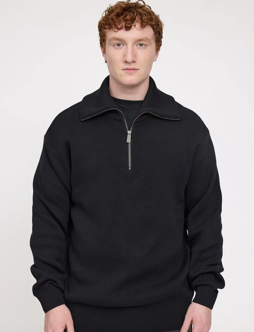 Mazine Jacquard Knit Troyer in Schwarz aus Bio-Baumwolle für Herren