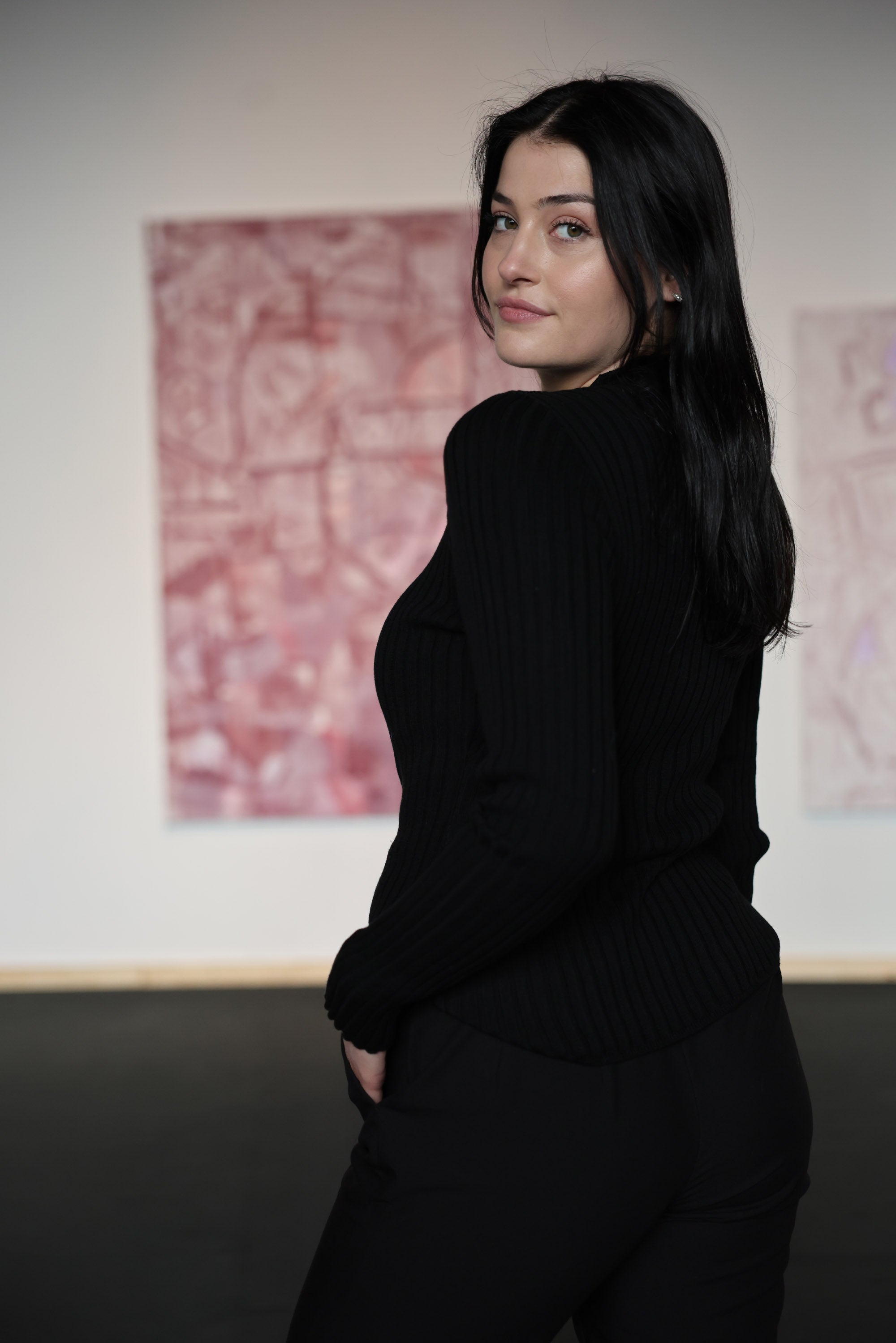 Mela Wear Strickpullover NAMARI in Schwarz für Frauen aus Bio-Baumwolle gerippt