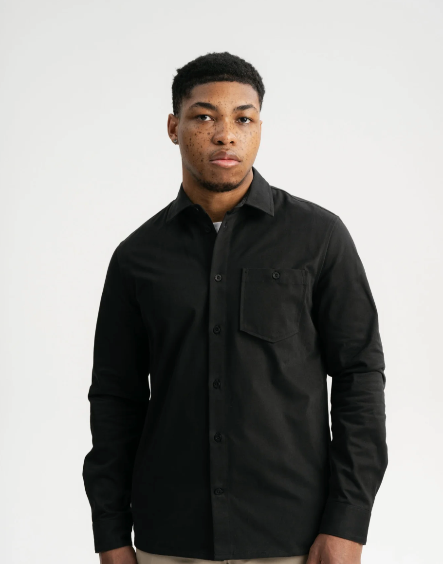 Mela wear Hemd Men Twill Shirt ASHUTOSH in schwarz für Herren