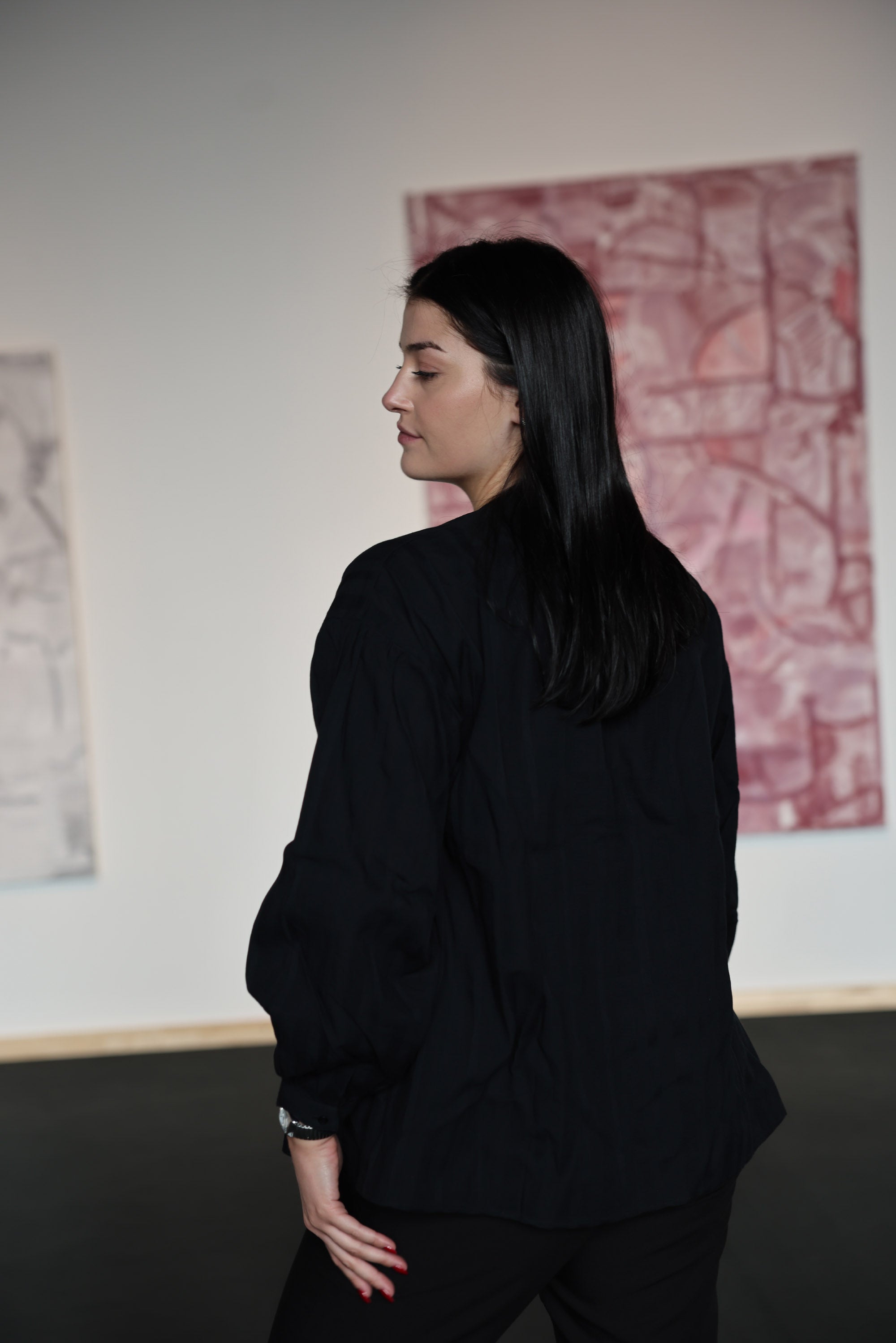 Brava Fabrics Bluse aus 100% Ecovero Viscose Gestreift in Schwarz fuer Frauen