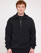 Mazine Jacquard Knit Troyer in Schwarz aus Bio-Baumwolle für Herren