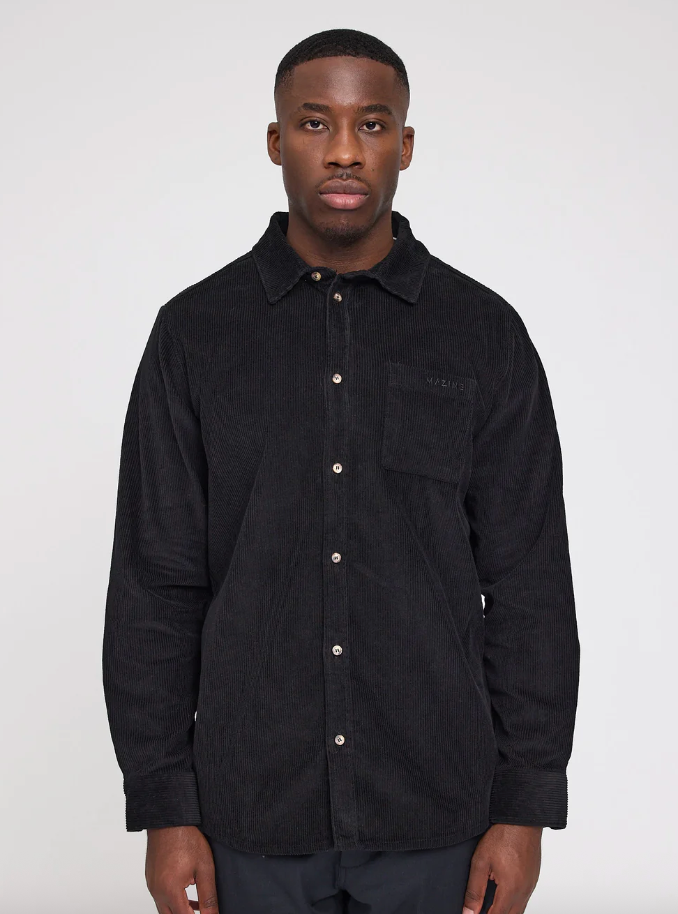 Mazine Pocket corduroy shirt Hemd in Schwarz für Herren