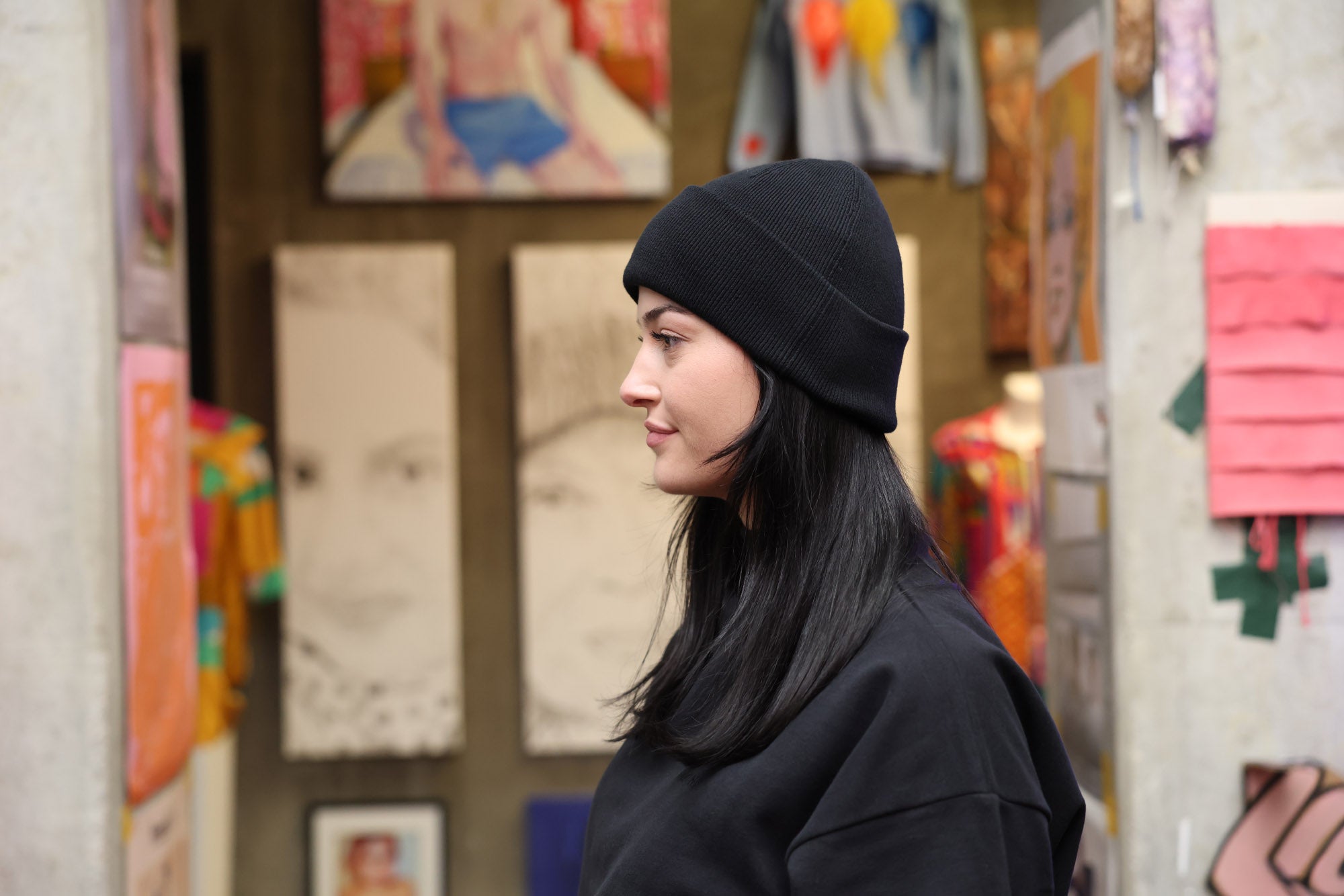 Mela Wear Himmat Beanie Mütze Wintermütze Unisex in schwarz aus Bio-Baumwolle fuer Erwachsene