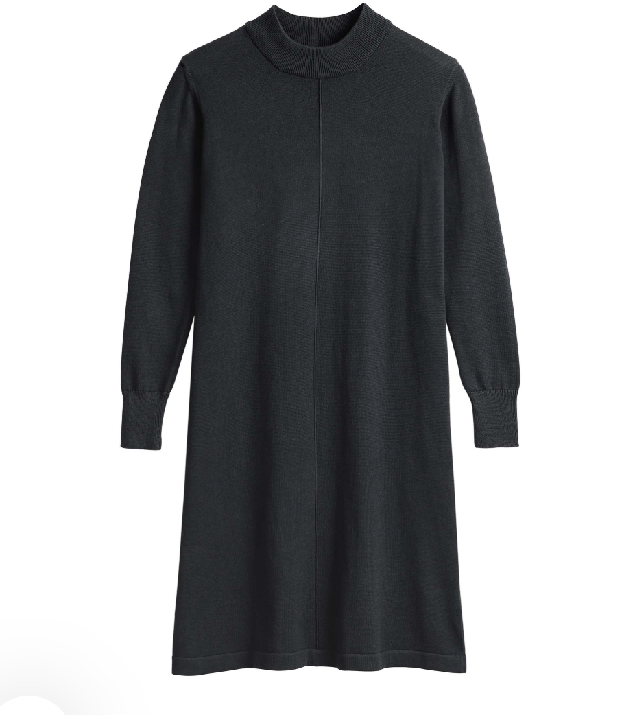 Mela wear Basic Feinstrick Kleid HARLEEN für Frauen aus GOTS-Zertifizierter Bio-Baumwolle in Schwarz