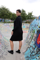 Mela wear Basic Feinstrick Kleid HARLEEN für Frauen aus GOTS-Zertifizierter Bio-Baumwolle in Schwarz