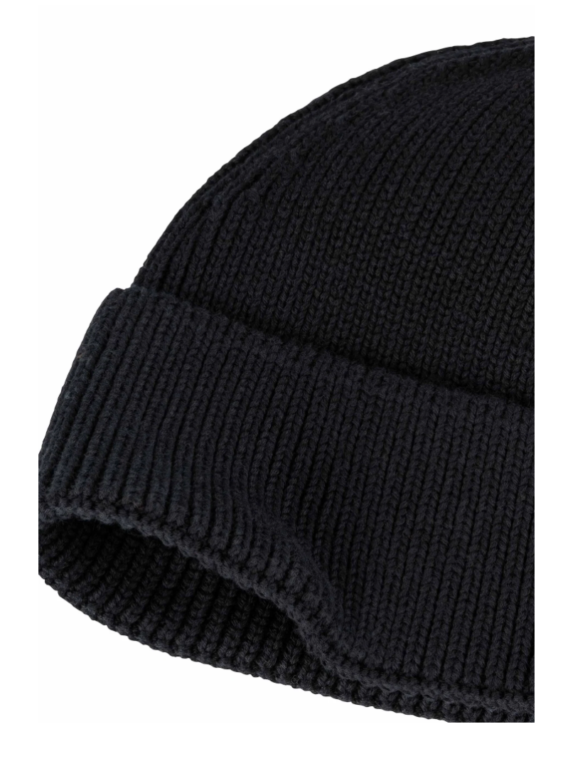 Mela wear Kurze Rippstrick Unisex Beanie RAFI aus GOTS-Zertifizierter Bio-Baumwolle in Schwarz