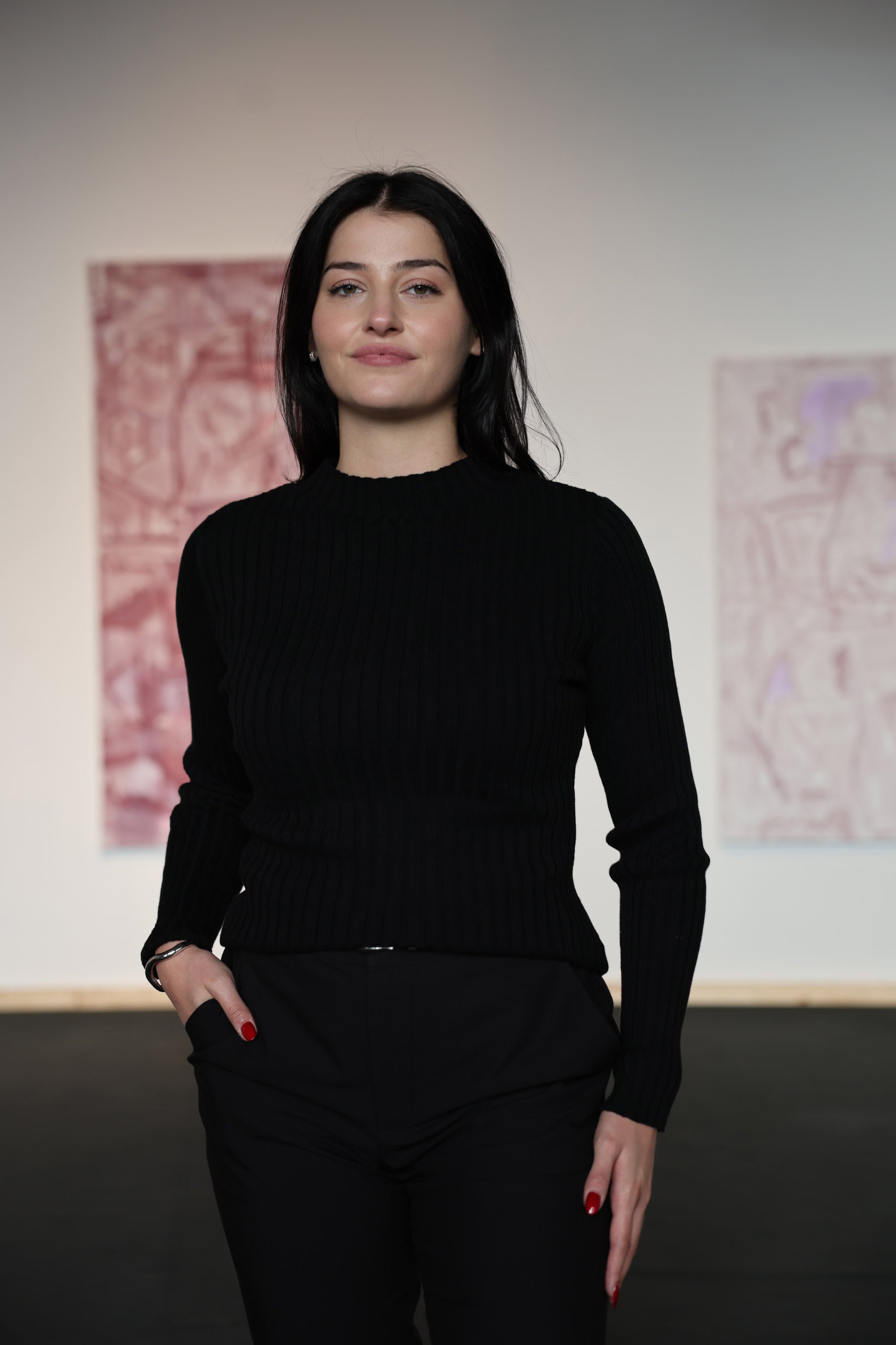 Mela Wear Strickpullover NAMARI in Schwarz für Frauen aus Bio-Baumwolle gerippt