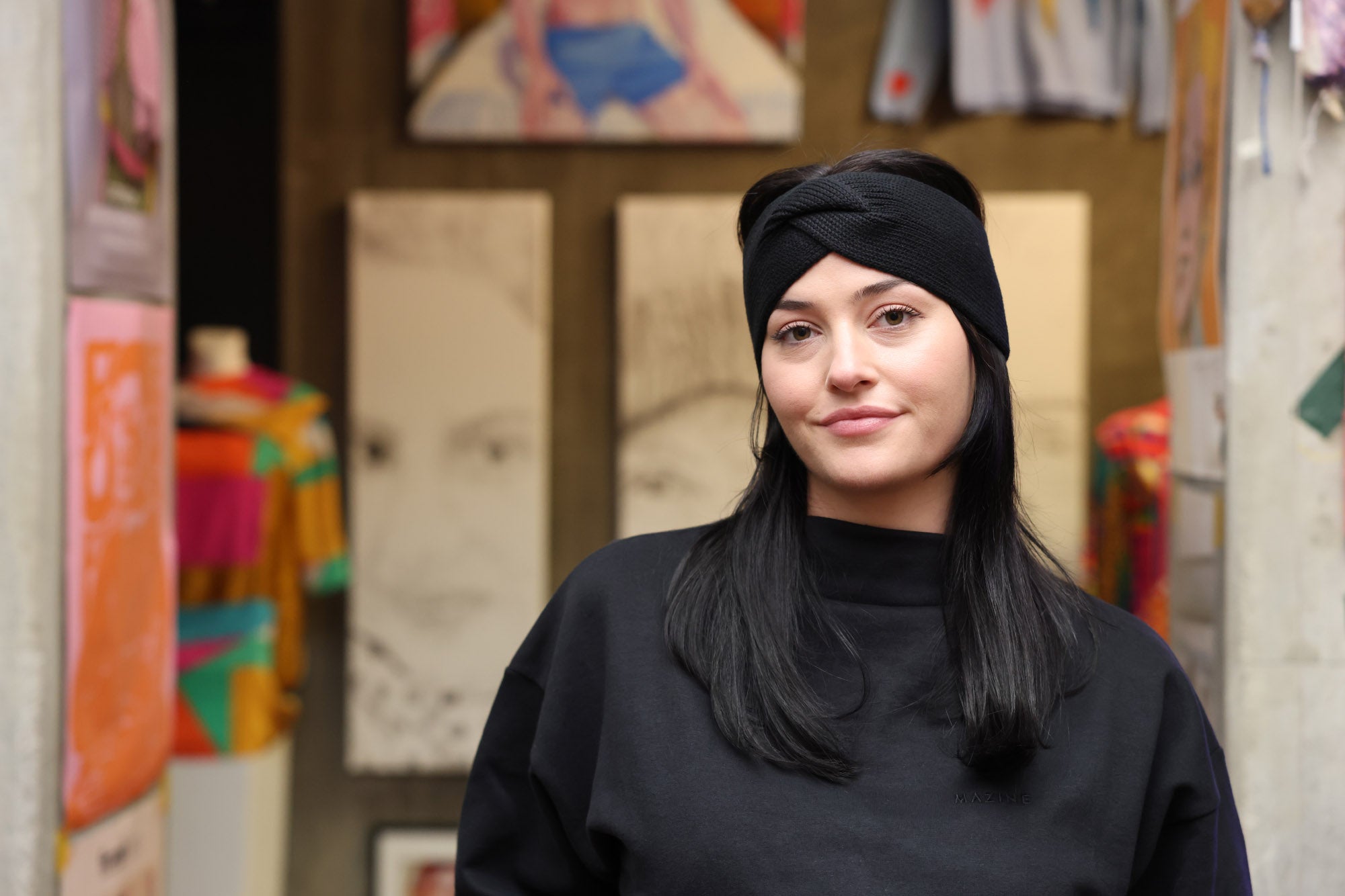 Mela wear Stirnband Meena für Frauen aus GOTS-Zertifizierter Bio-Baumwolle in Schwarz